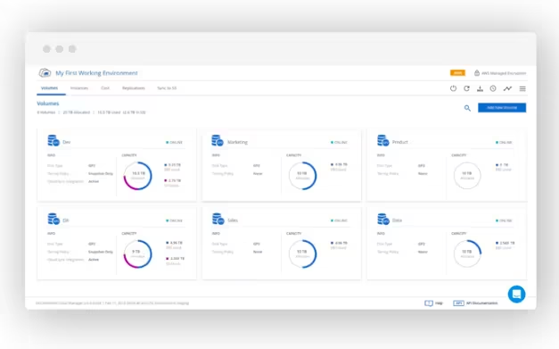 A screenshot of the NetApp Cloud Volumes ONTAP cloud cost management tool